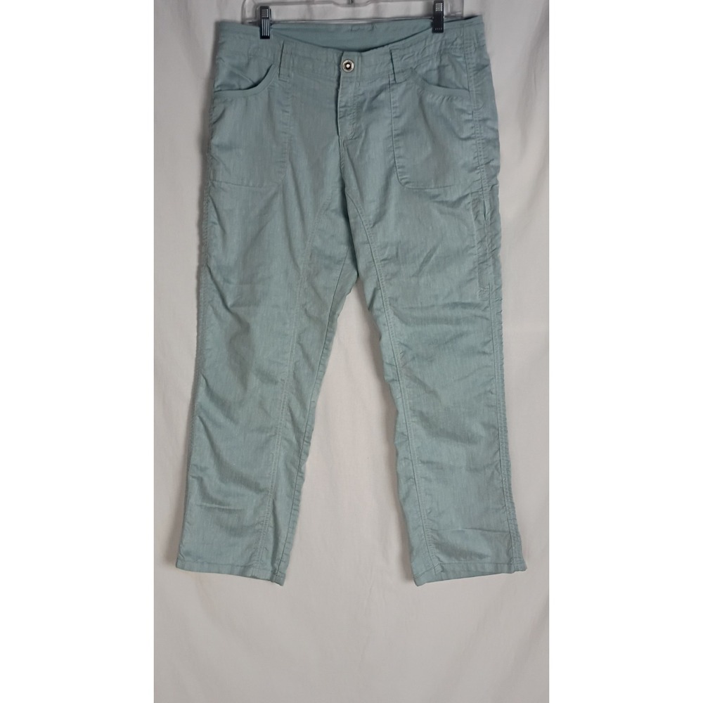 Kuhl Womens Cropped Pants Extra Short Green With Drawstrings Size 14